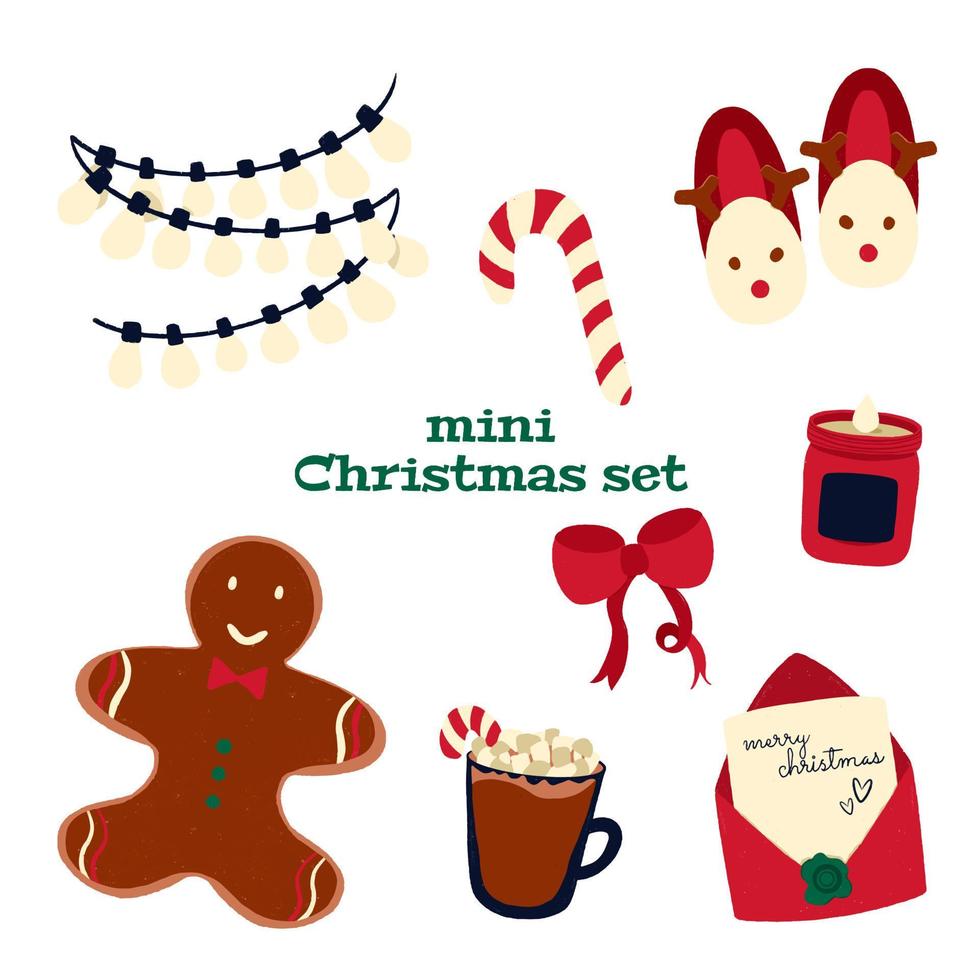 Mini Christmas set. Merry Christmas and happy new year vector