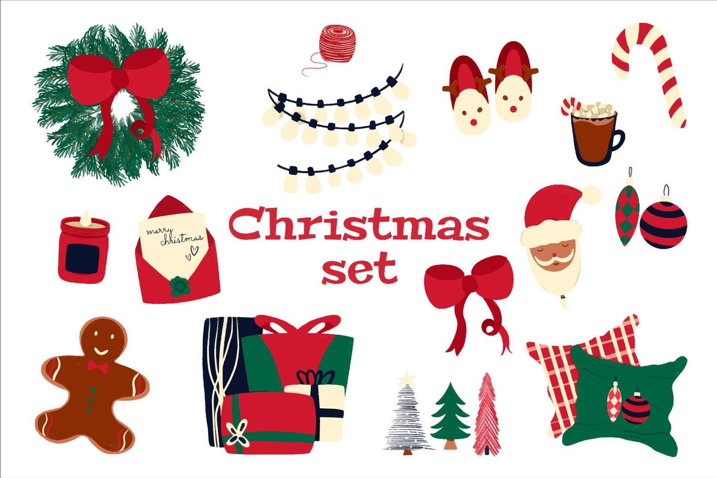 Big Christmas set. Merry Christmas and happy new year vector