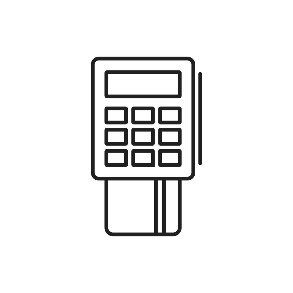 eps10 black vector pos terminal payment line icon isolated on white background. credit card and check outline symbol in a simple flat trendy modern style for your website design, logo, and mobile app