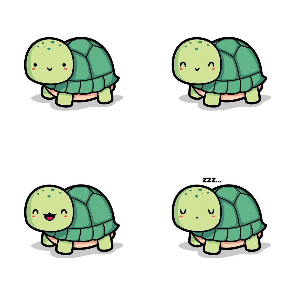 vector illustration of cute turtle emoji
