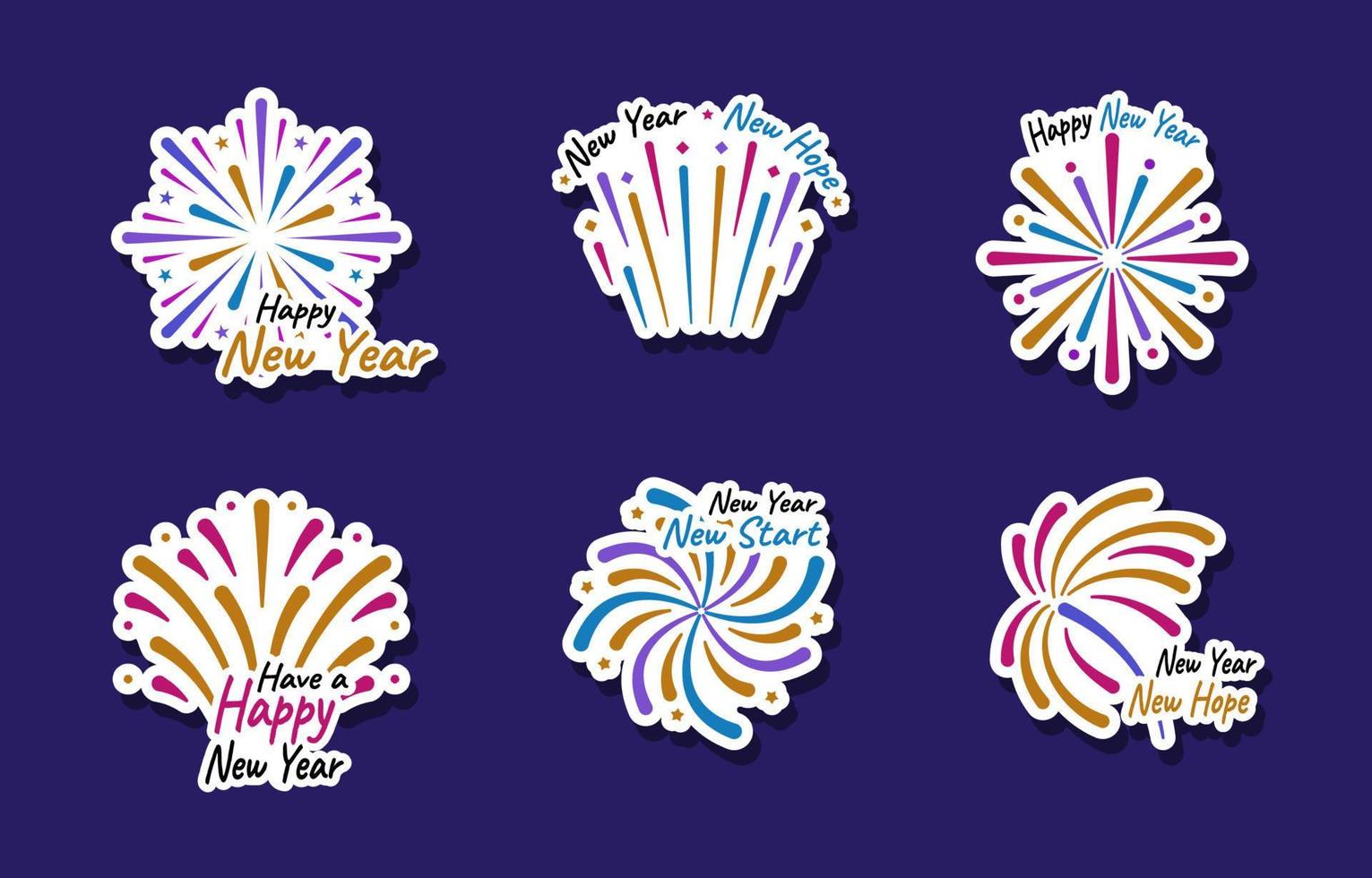 Happy New Year Firework Sticker vector