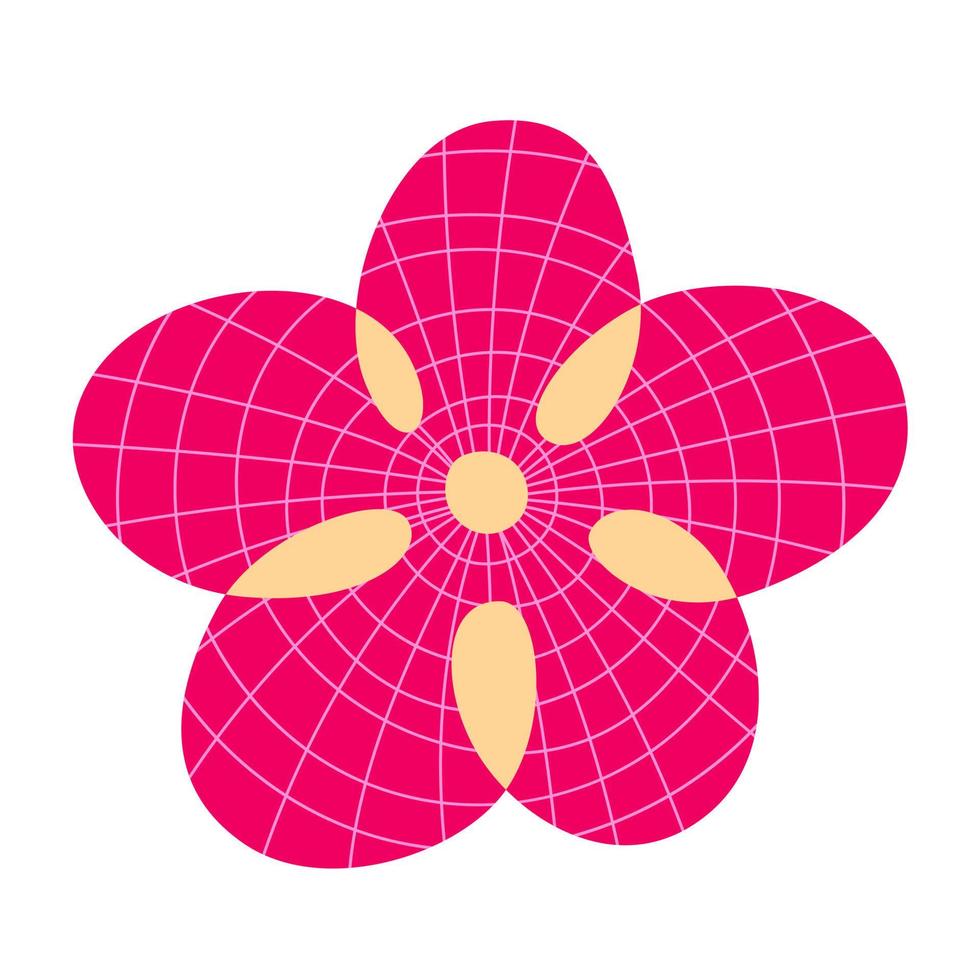 flor rosa blanca con detalles de línea y fondo rosa. totalmente editable. vector