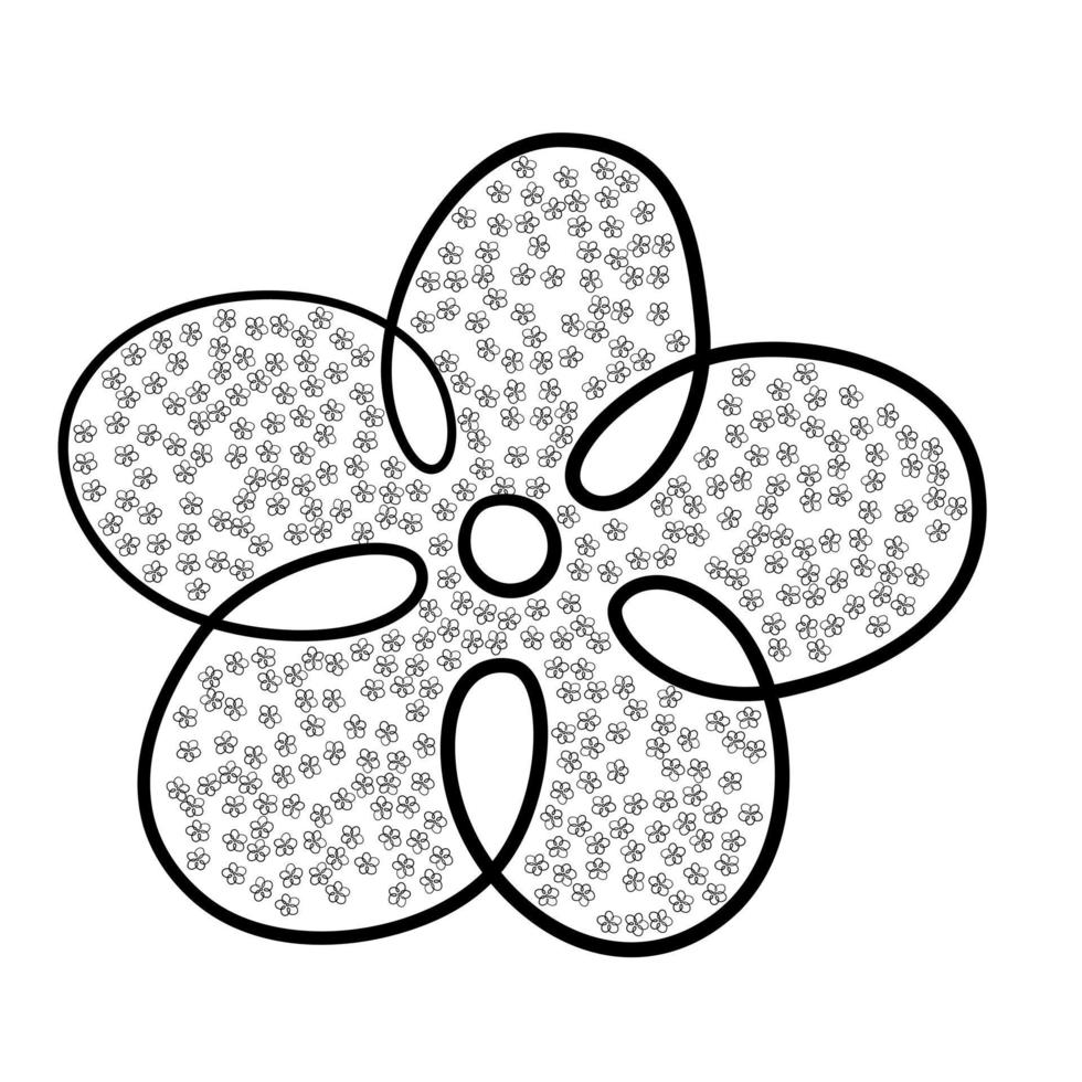 delinea la flor negra con detalles de flores. totalmente editable. perfecto para ilustraciones. vector