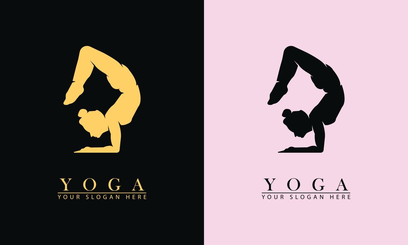 icono de logotipo de silueta de vector de mujer de yoga de dos colores