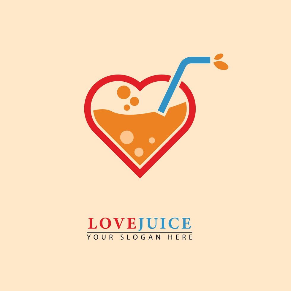 diseño de icono de vector de logotipo simple de jugo de bebida de amor