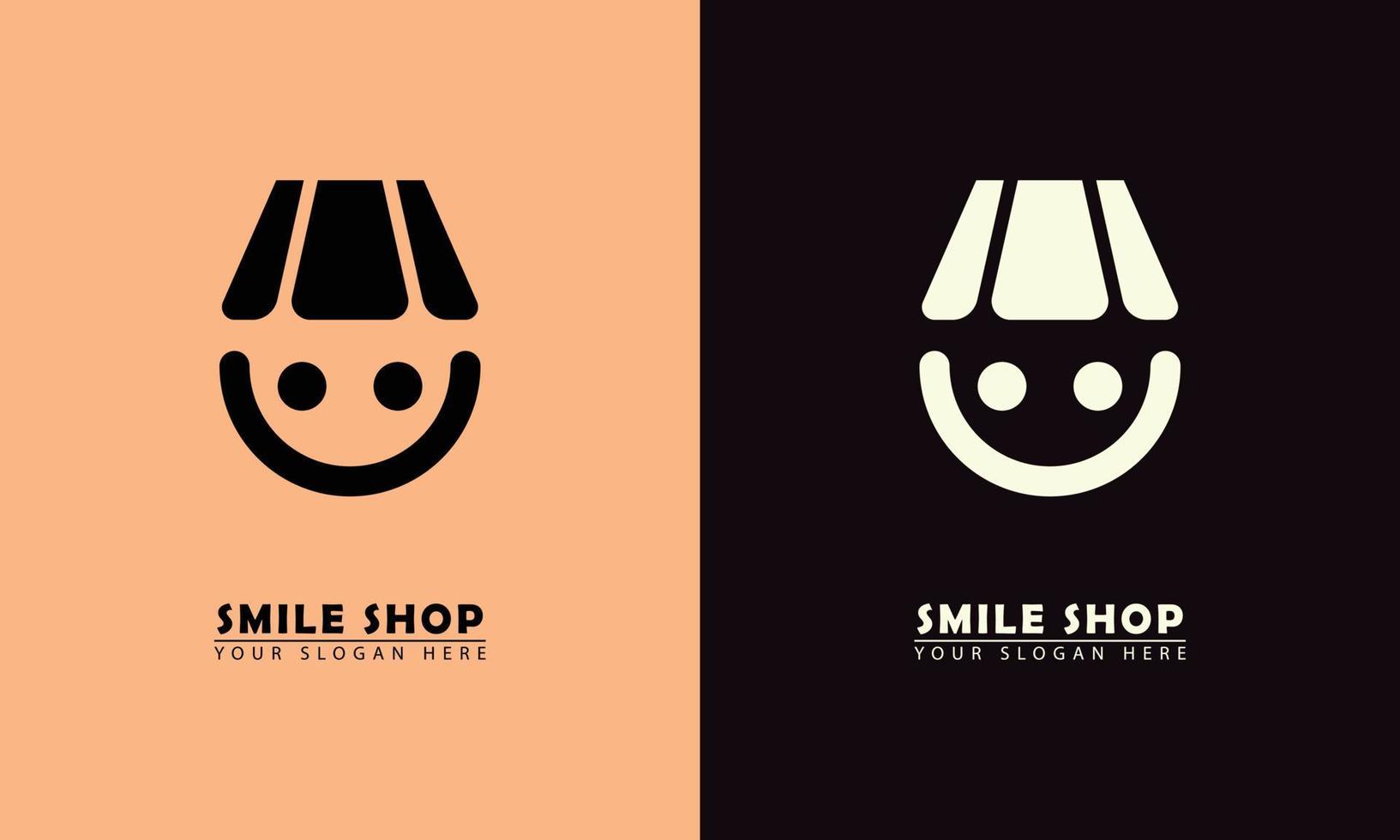 logotipo de vector de icono simple de tienda en línea sonriente