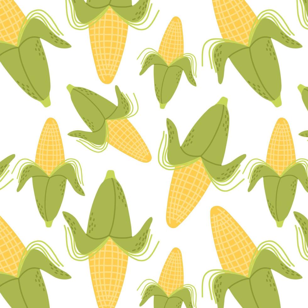 Seamless pattern with corn. Pattern with vegetables. Vector illustration. Drawn style.