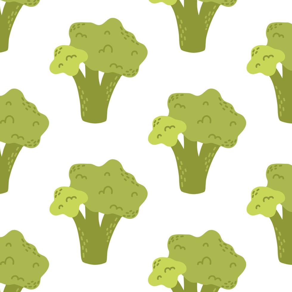 Seamless pattern with broccoli. Pattern with vegetables. vector illustration. Drawing style.