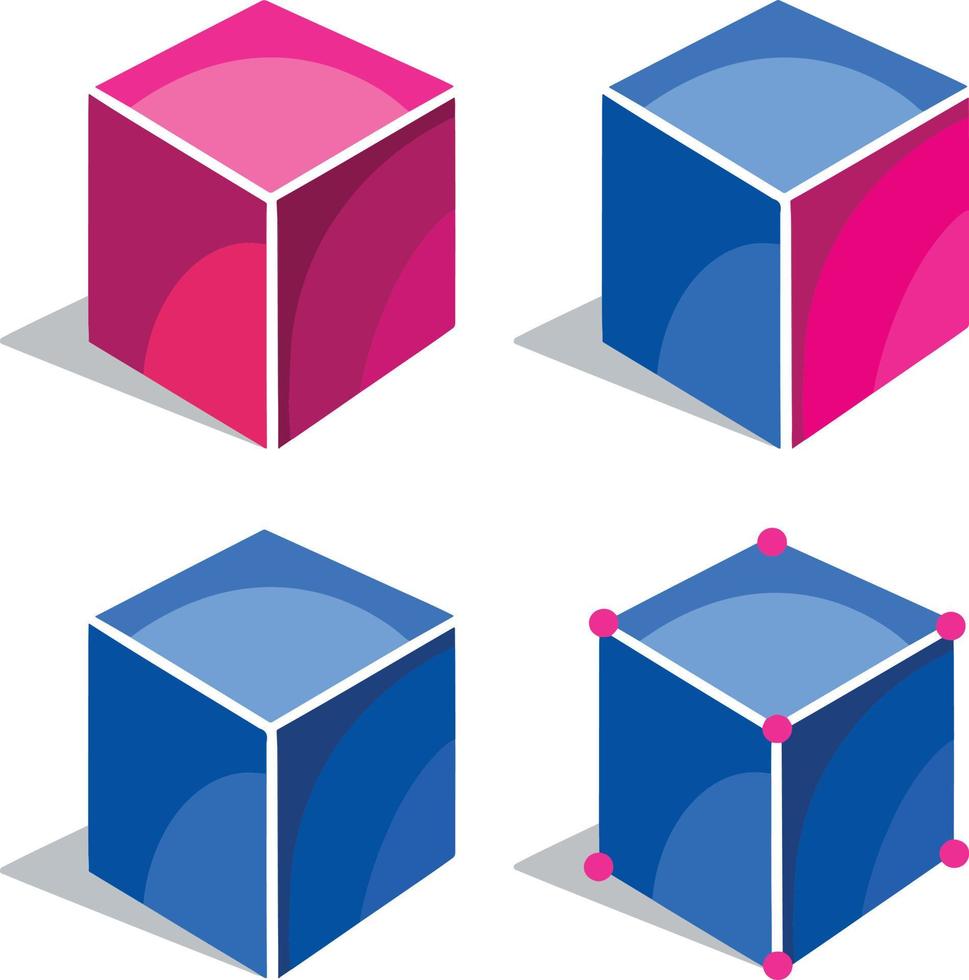 Symbol icon vector blue cube volumetric faces geometry