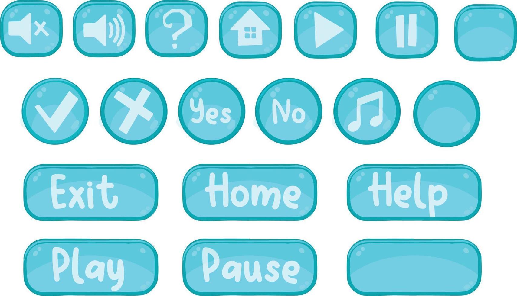 Set of different blue button for game or website vector