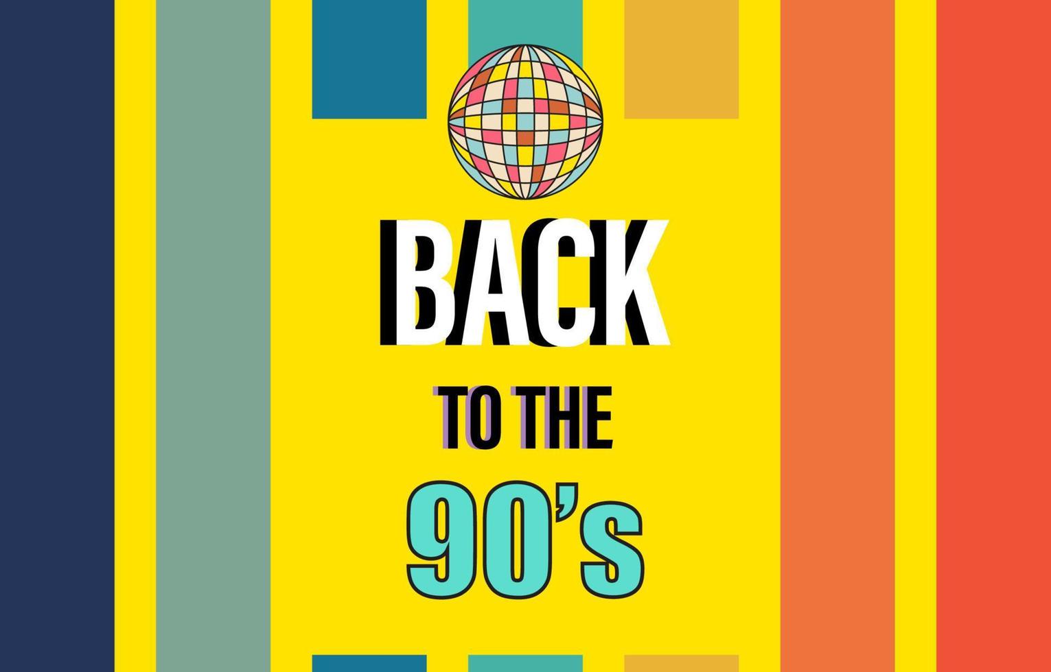 Retro 90s and 80s background design in pop music party 1990 vector