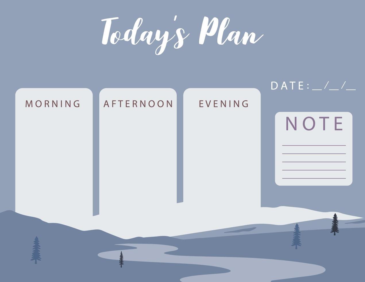 Winter planner with mountain, tree,hill,landscape vector