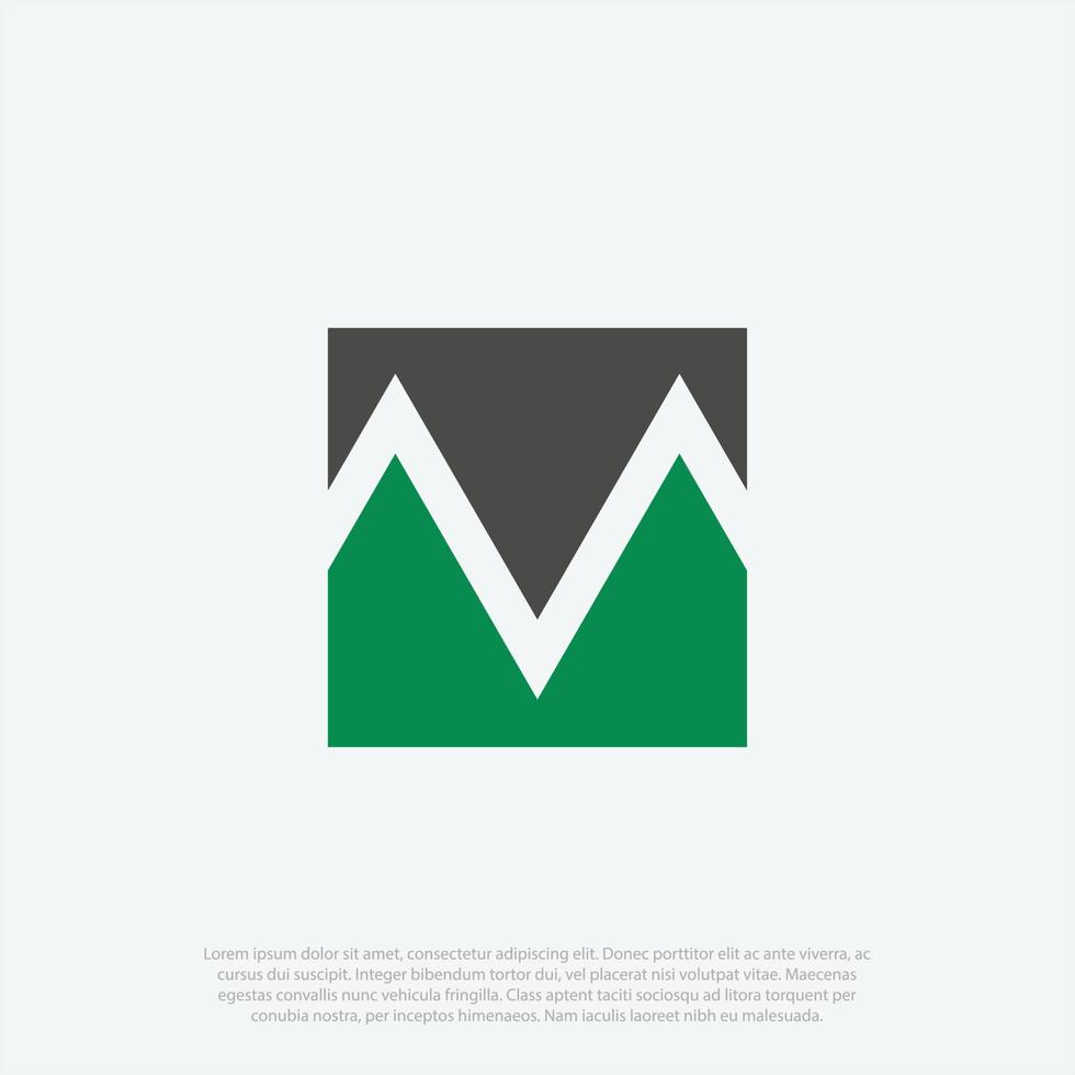 Initial M logo as mount shape, M logo for mount with initial M, simple and modern logo design vector