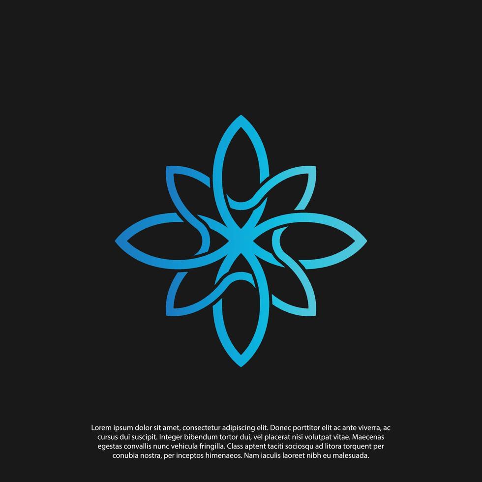 Illustration beauty minimalist flower line art logo, star and flower symbol vector