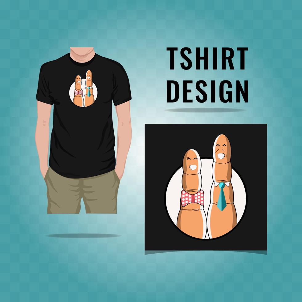 un par de dedos personaje camiseta diseño vector ilustración