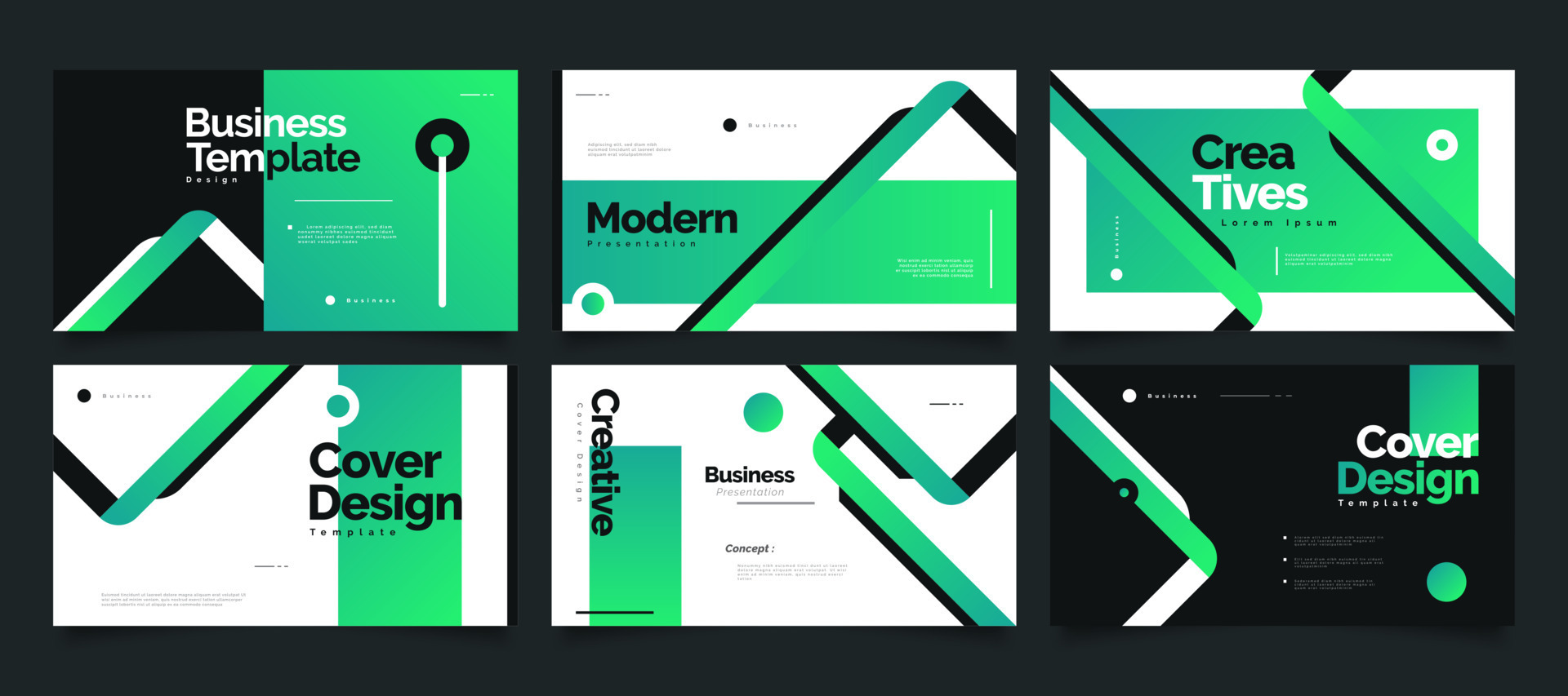 Modern and Creative Presentation Templates Set Horizontal Poster with