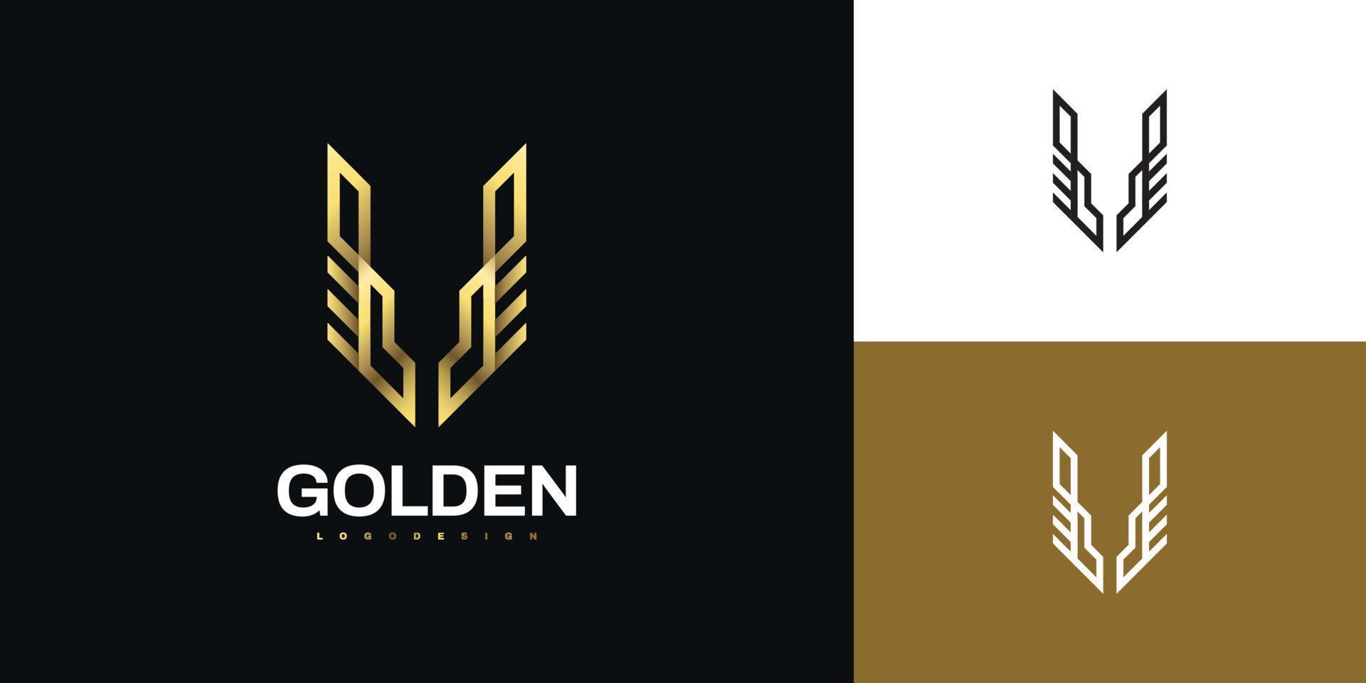 Gold Letter U Monogram Logo Design for Corporate Business Identity vector