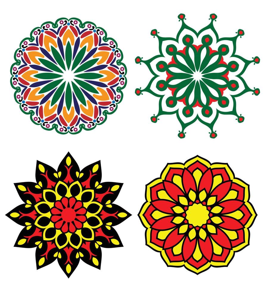 plantilla de mandala colorida y única. vector