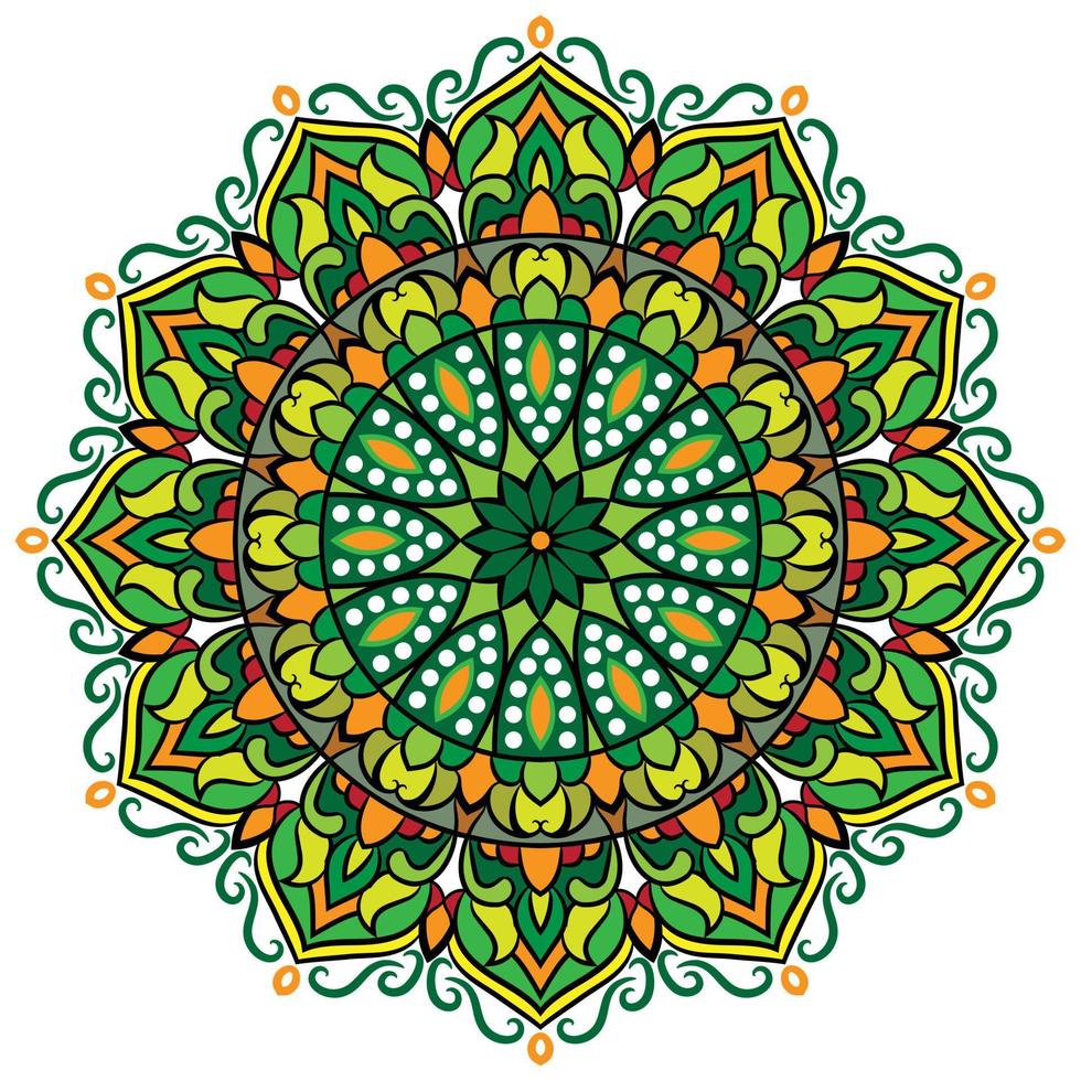 green flower and circle mandala. vector