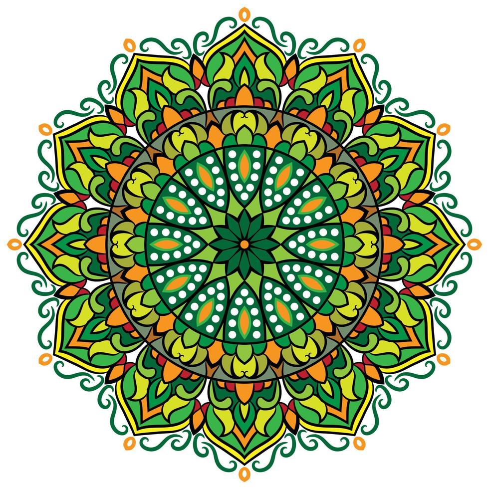 green flower and circle mandala. vector