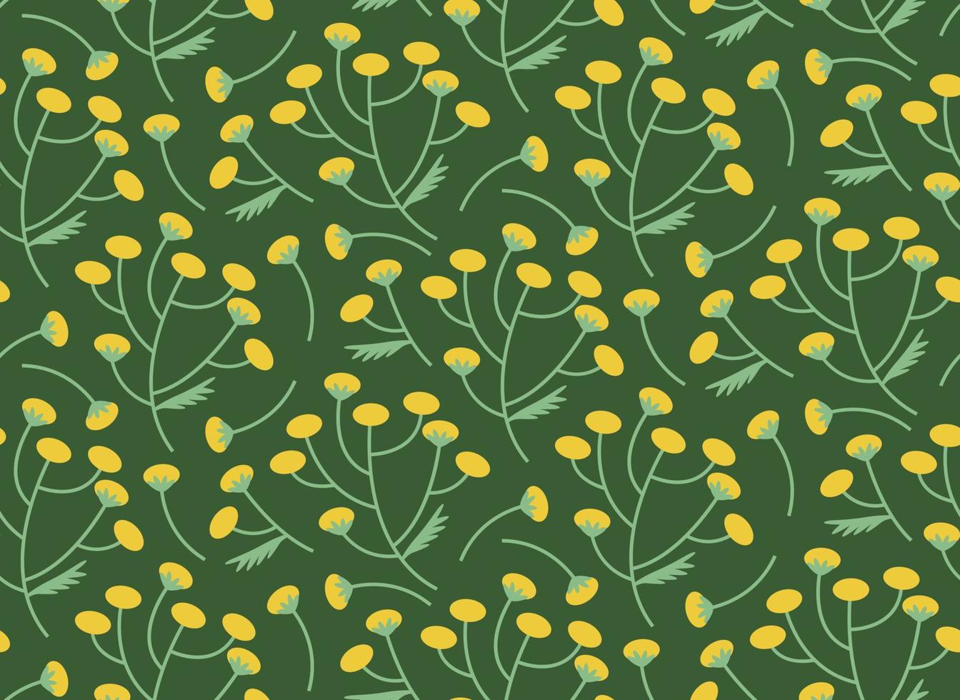 Seamless pattern with tansy. Beautiful nature texture in flat style. vector