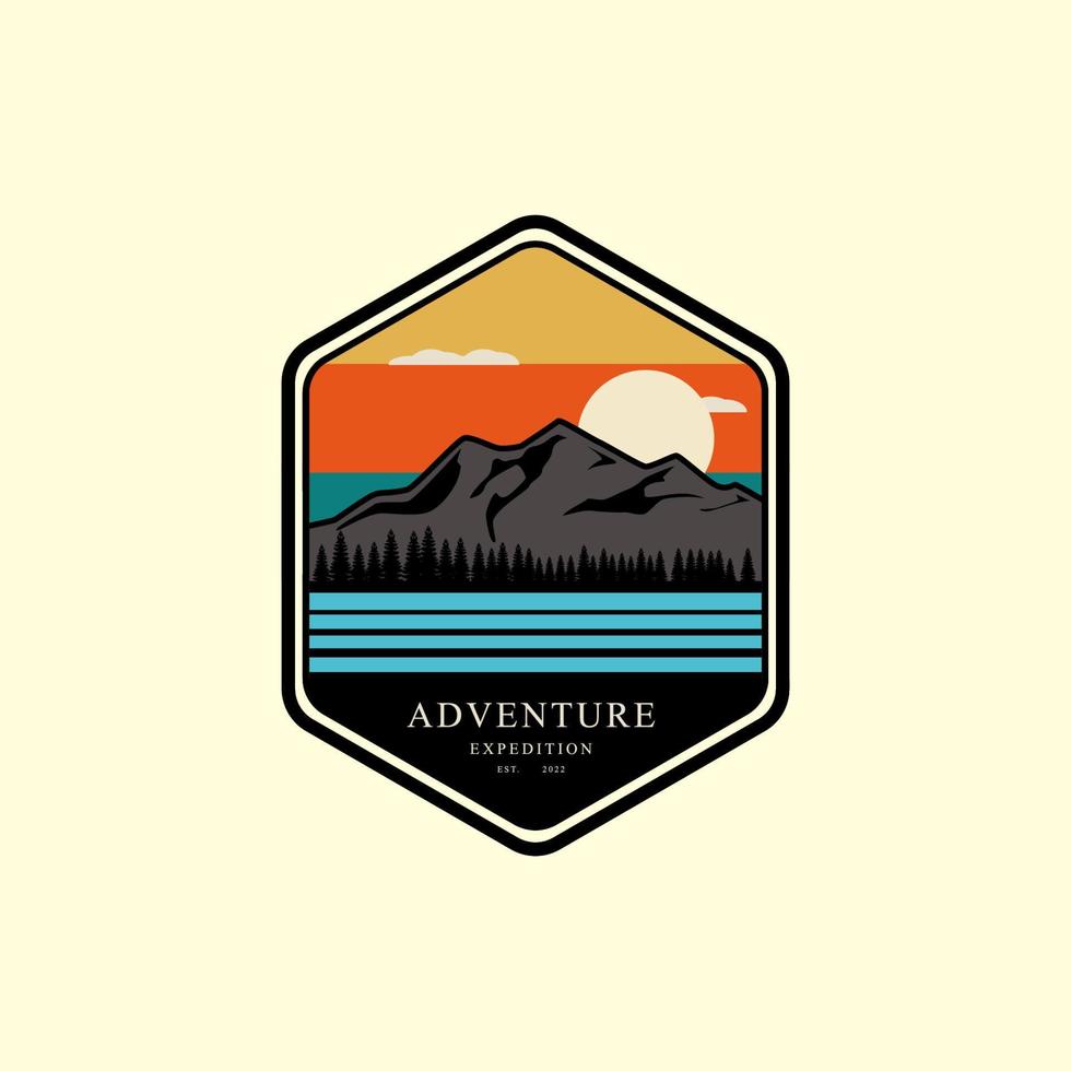 outdoor mountain adventure logo graphic design icon modern vintage vector illustration