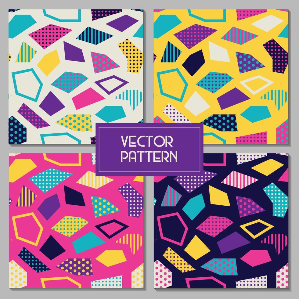 Geometric quadrilateral shapes memphis style seamless repeat vector pattern design