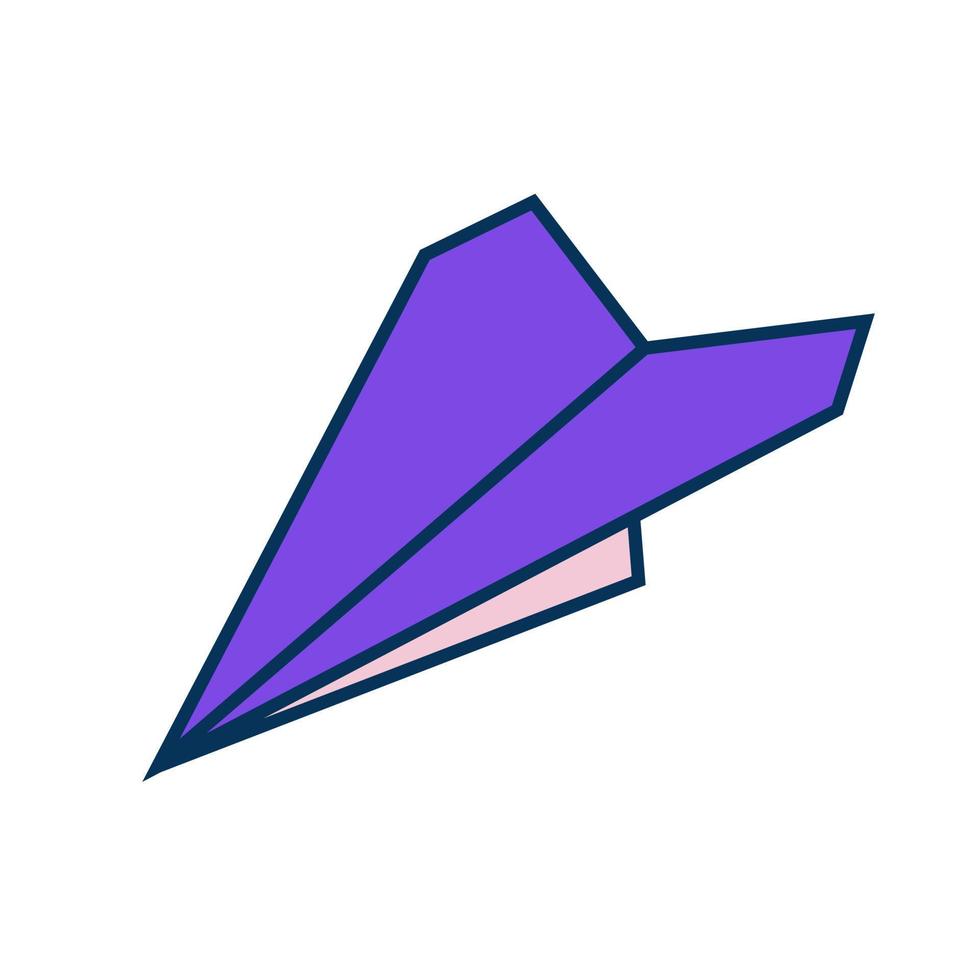 signo de avión de papel morado. símbolo de enviar un mensaje. vector