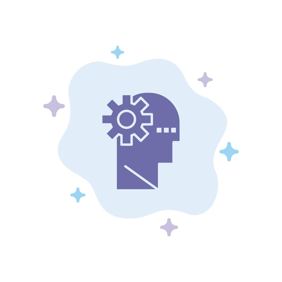 Brain Process Learning Mind Blue Icon on Abstract Cloud Background vector