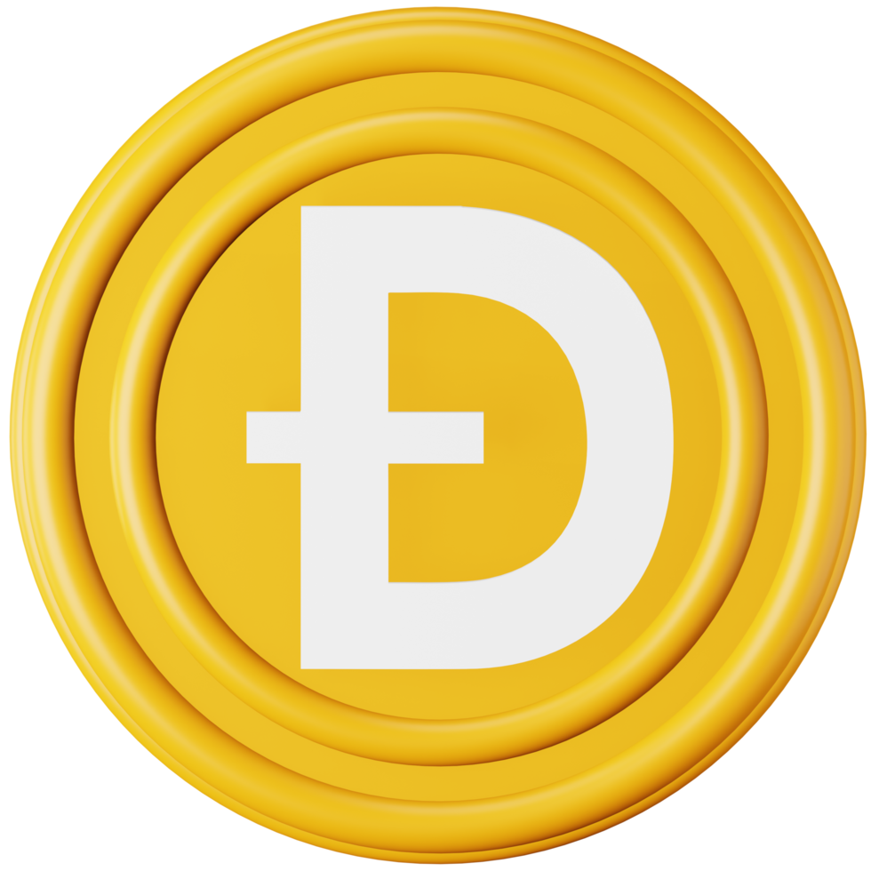 Dogecoin 3D-Rendering isometrisches Symbol. png