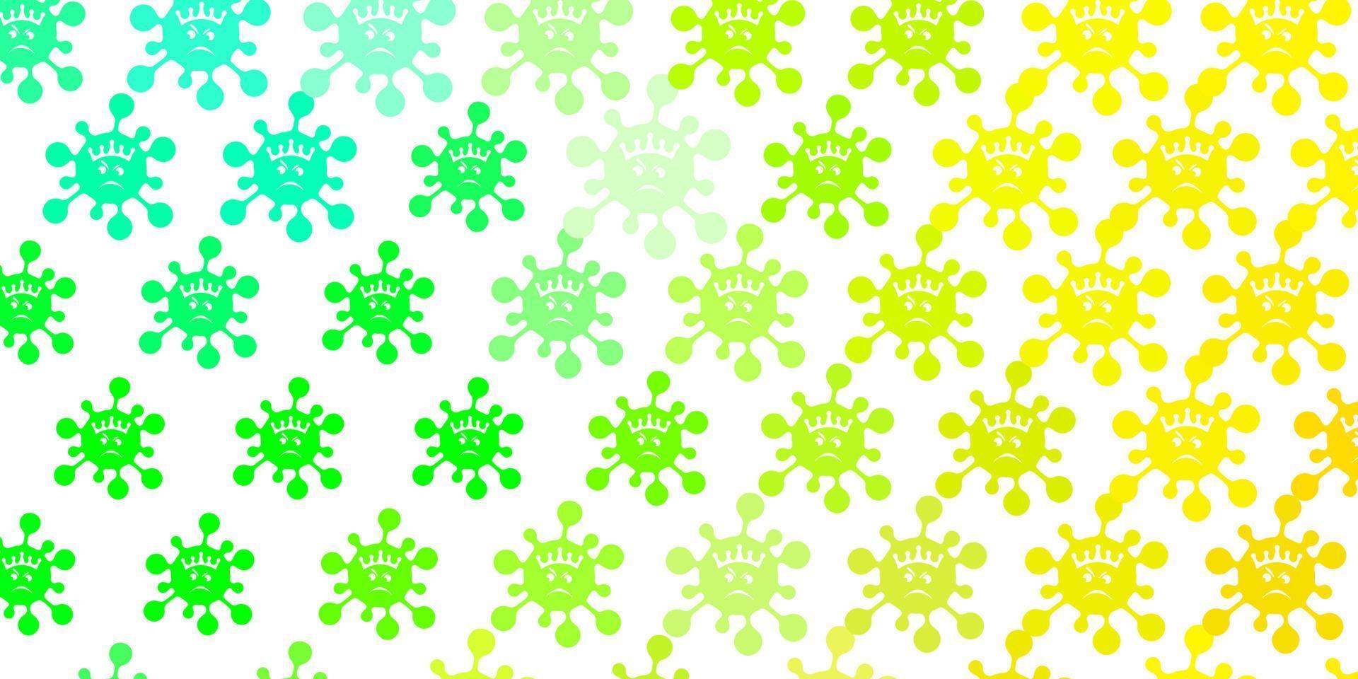 Light Green, Yellow vector backdrop with virus symbols.