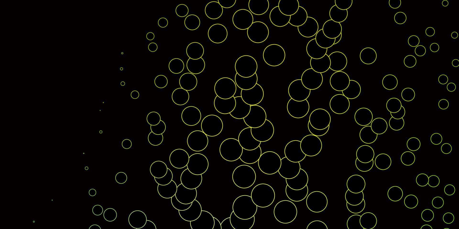 Dark Green, Yellow vector background with bubbles.