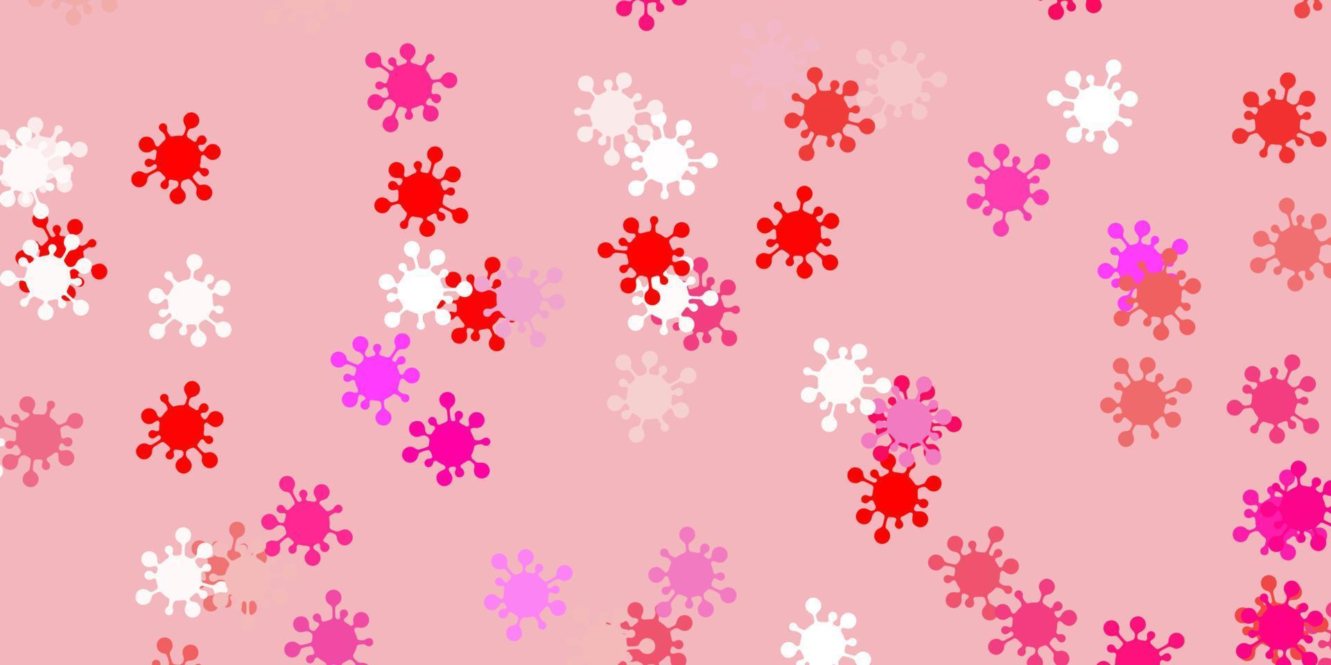 Light pink, yellow vector backdrop with virus symbols.