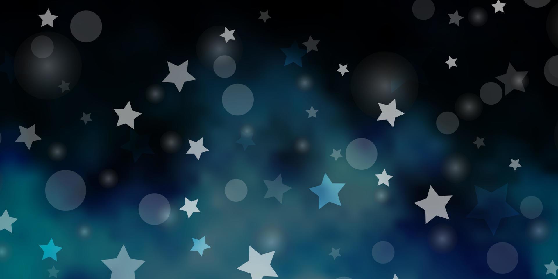 Dark BLUE vector layout with circles, stars.