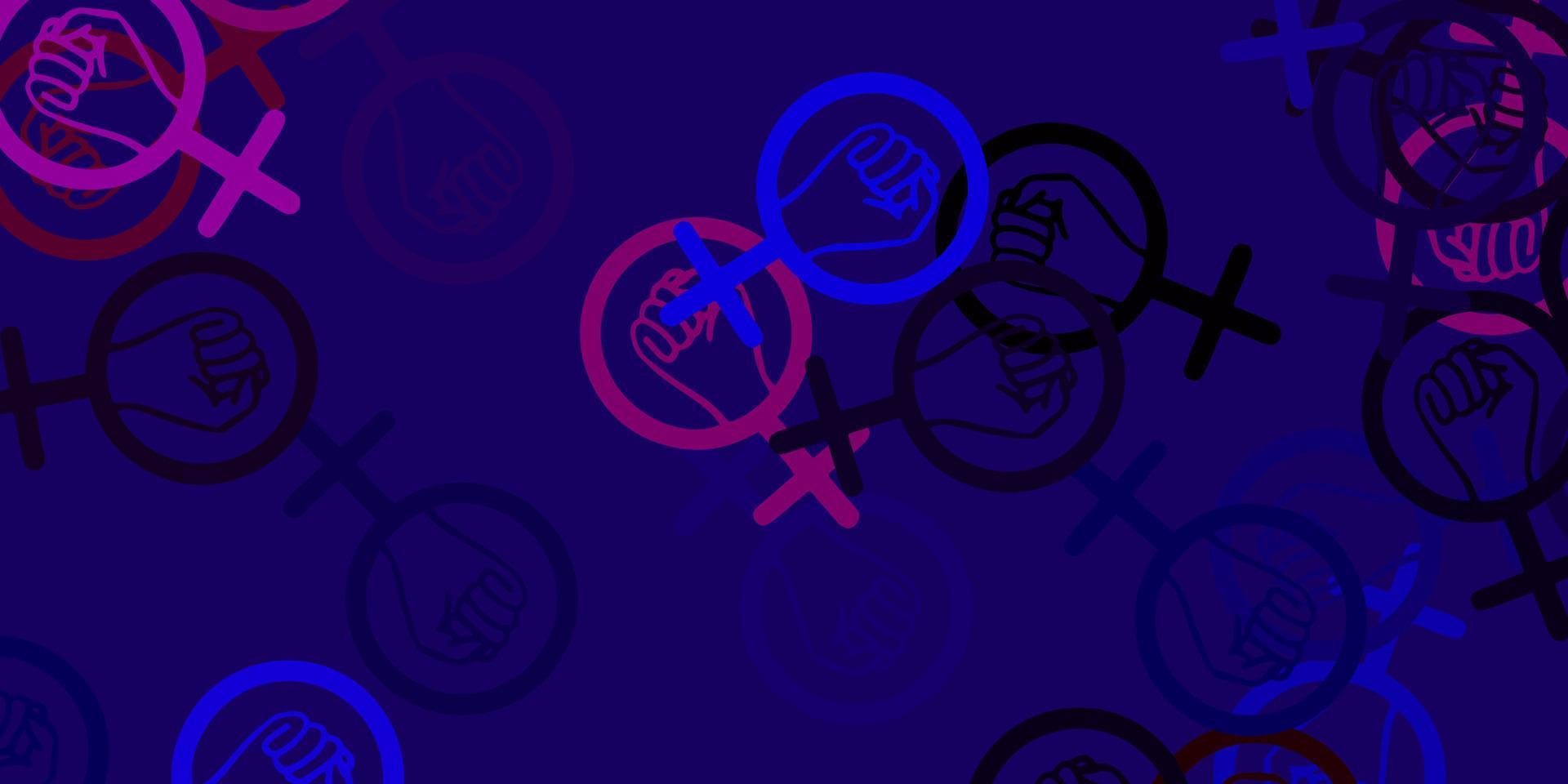 Light Blue, Red vector pattern with feminism elements.