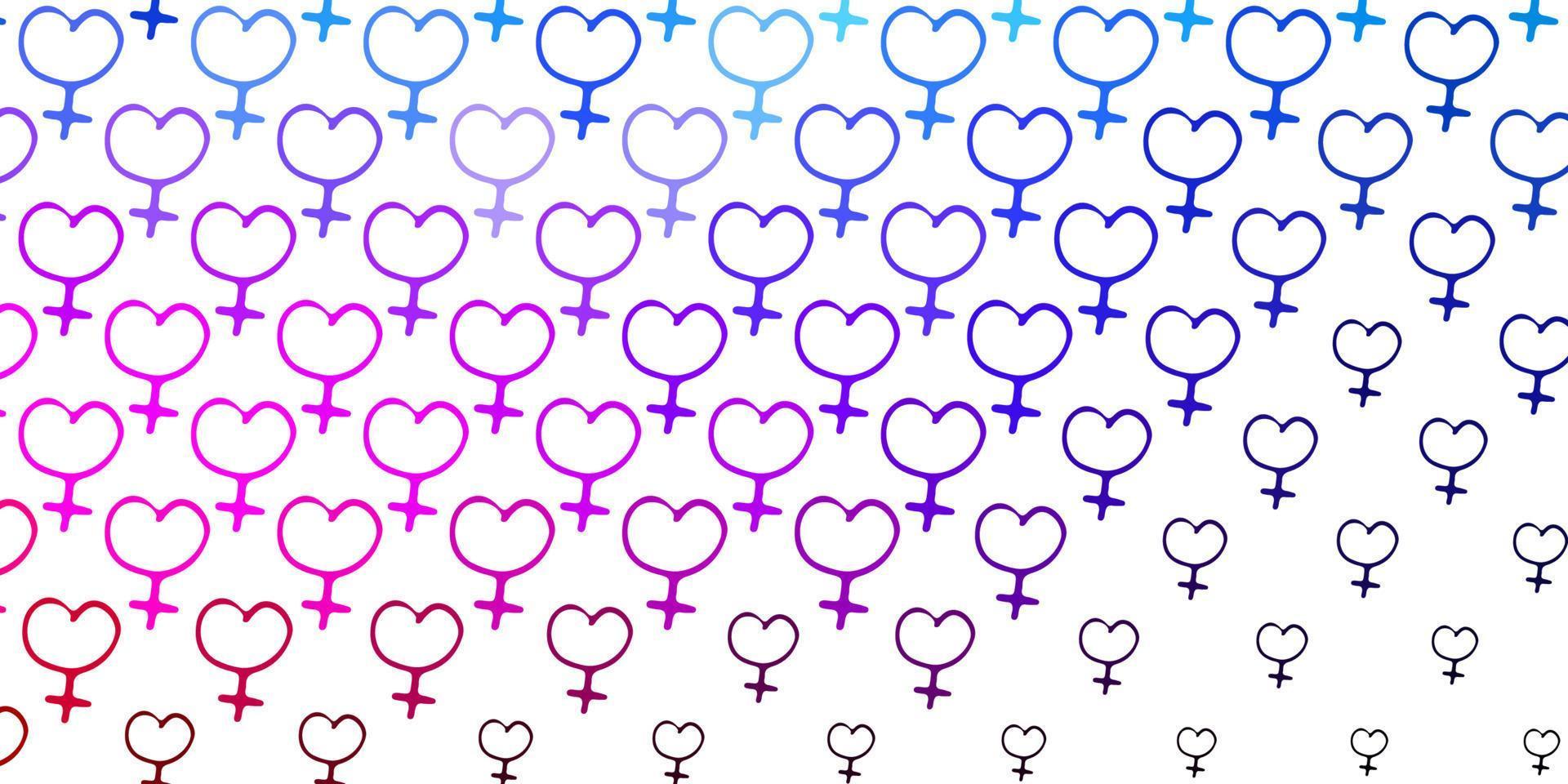 Light Blue, Red vector pattern with feminism elements.