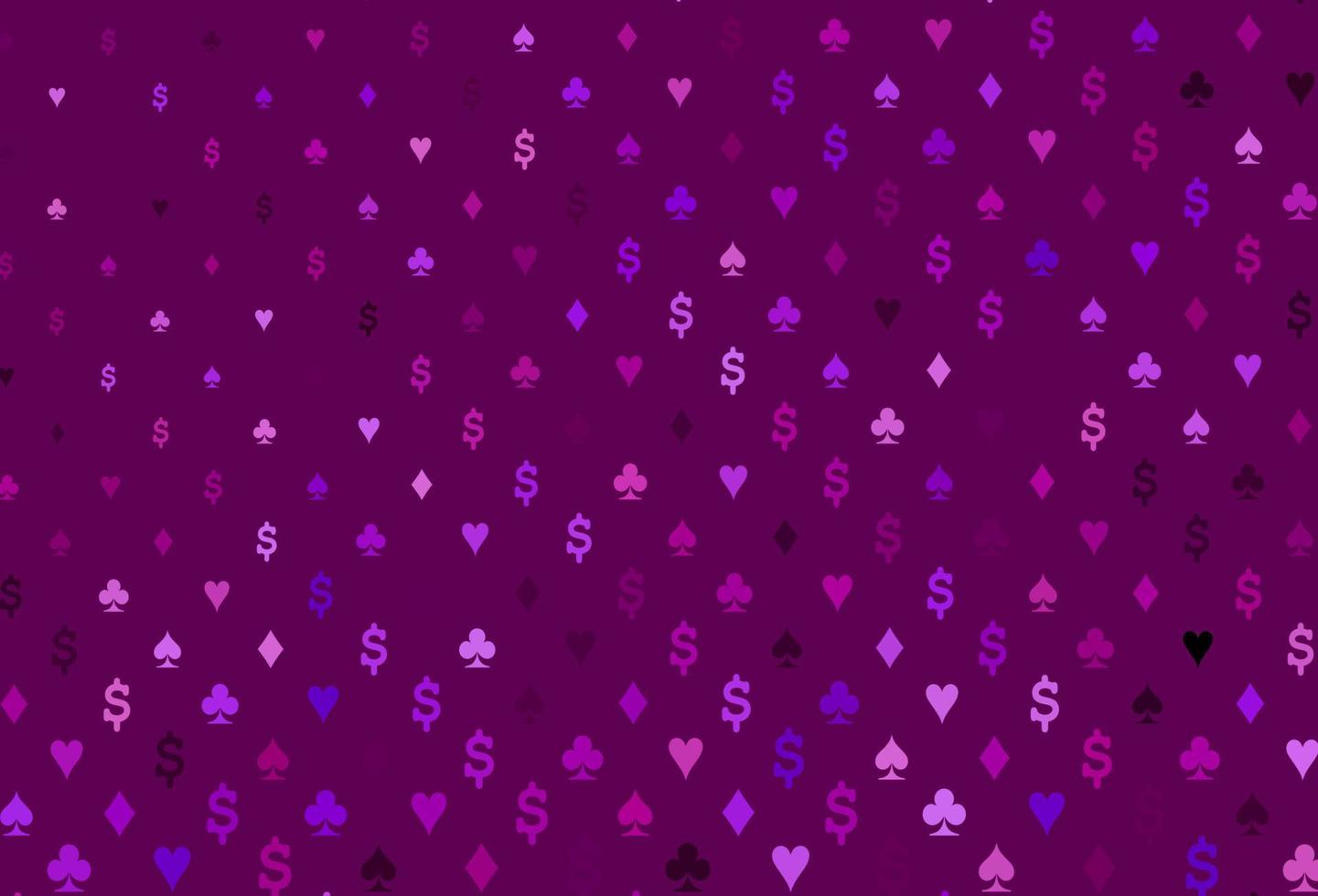 plantilla de vector de color púrpura claro con símbolos de póquer.