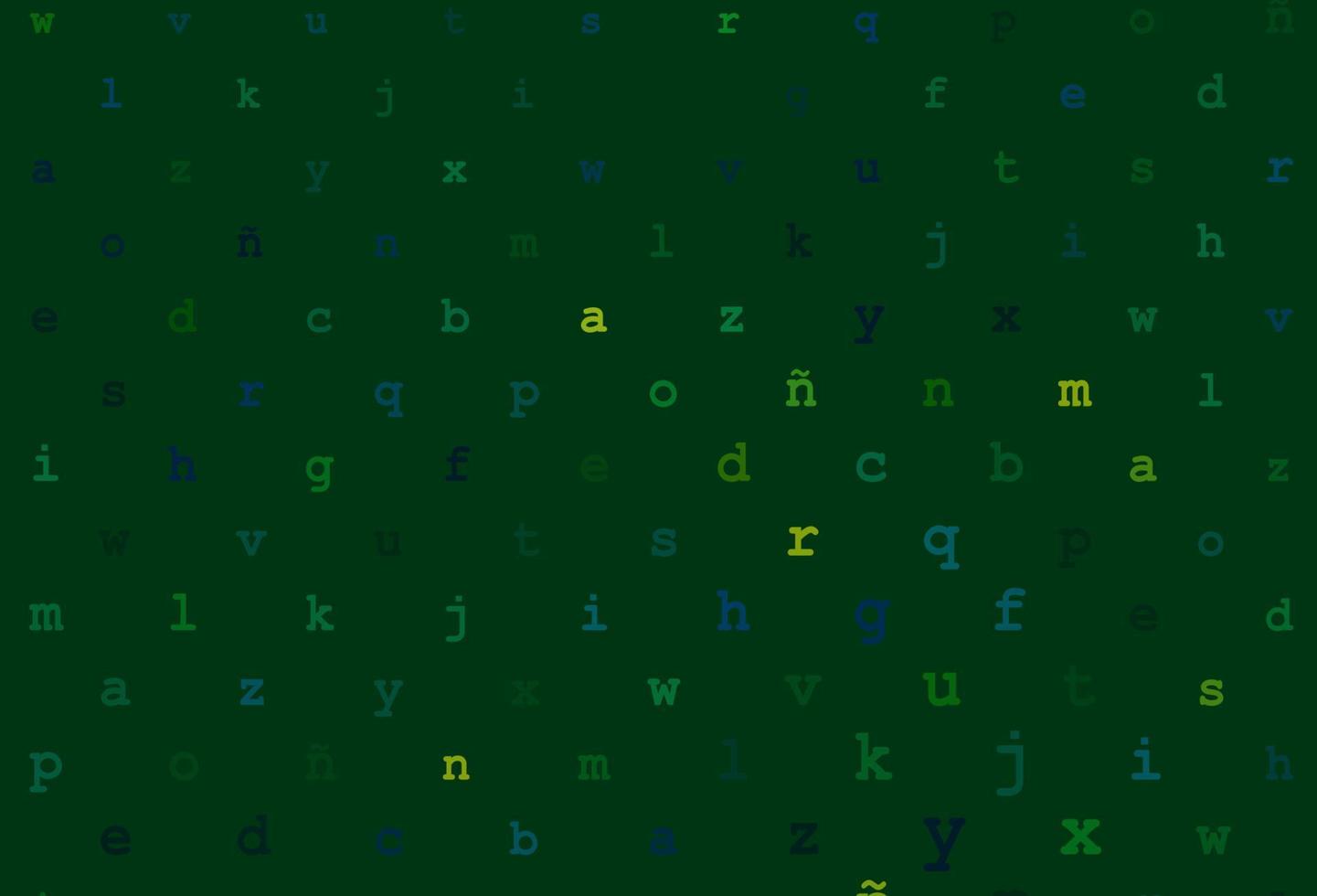 Dark blue, green vector texture with ABC characters.
