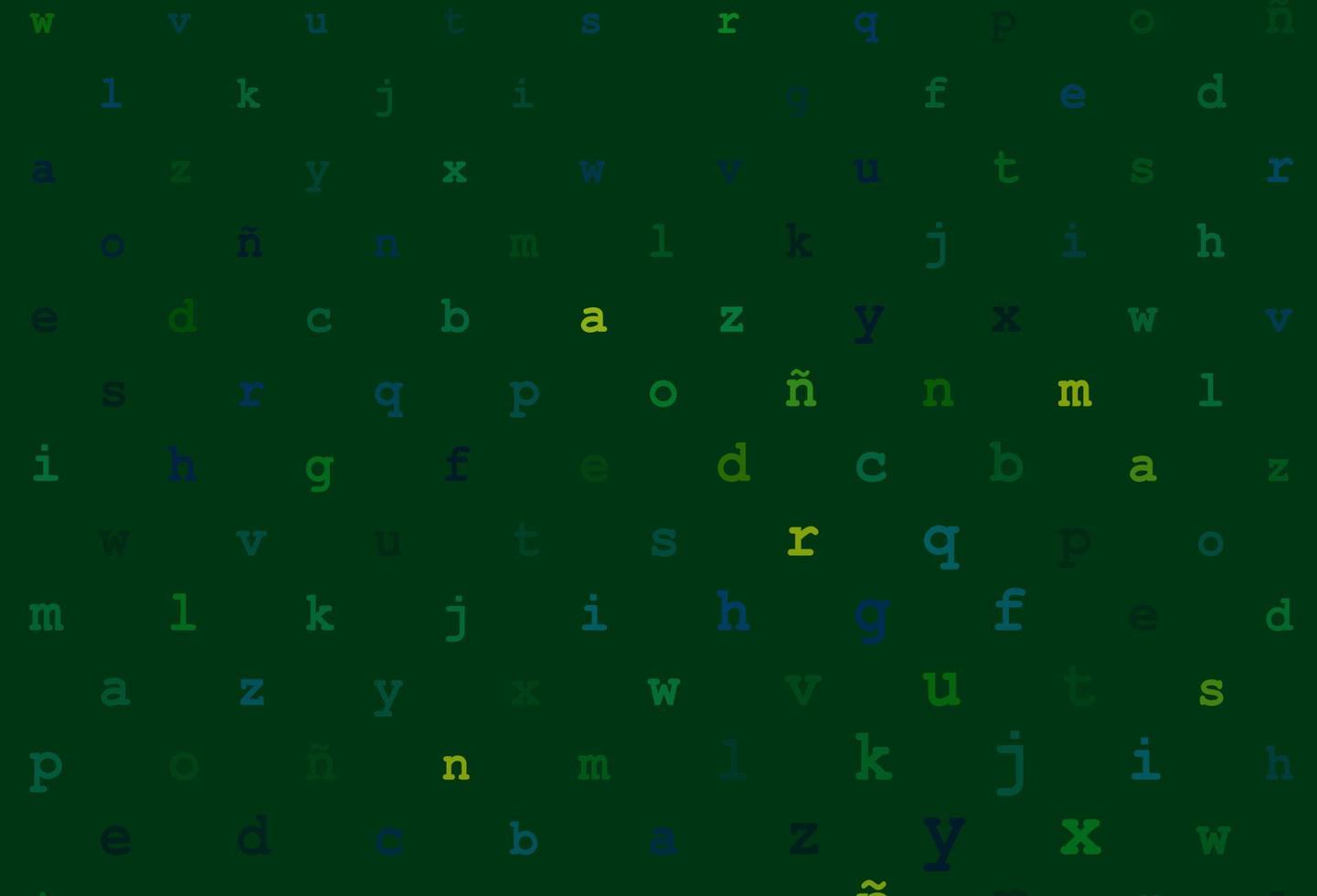 textura de vector azul oscuro, verde con caracteres abc.