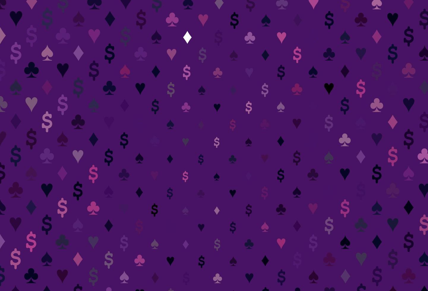 plantilla de vector de color púrpura oscuro, rosa con símbolos de póquer.