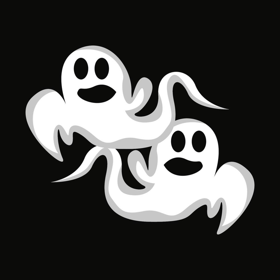 Ghost Logo Design, Halloween Icon, Halloween Costume Illustration, Celebration Banner Template vector