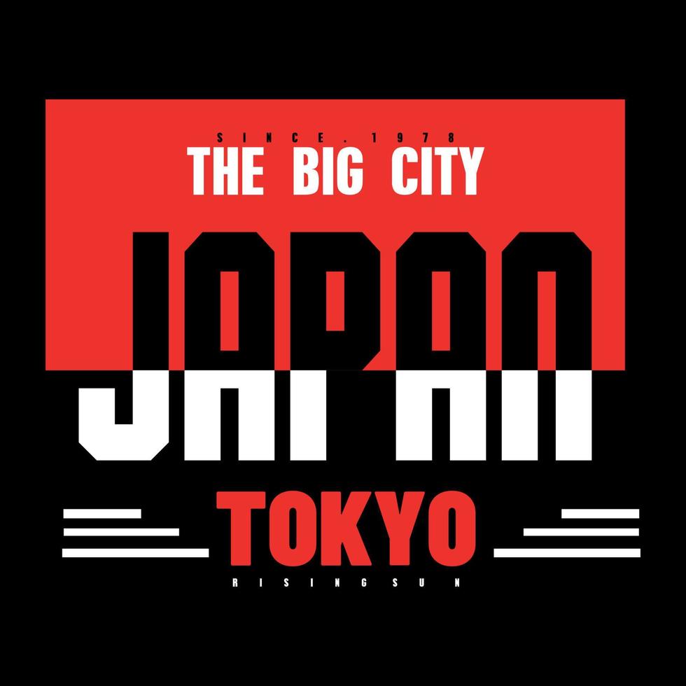 ilustración de vector de impresión de camiseta de diseño de tipografía de tokio japón