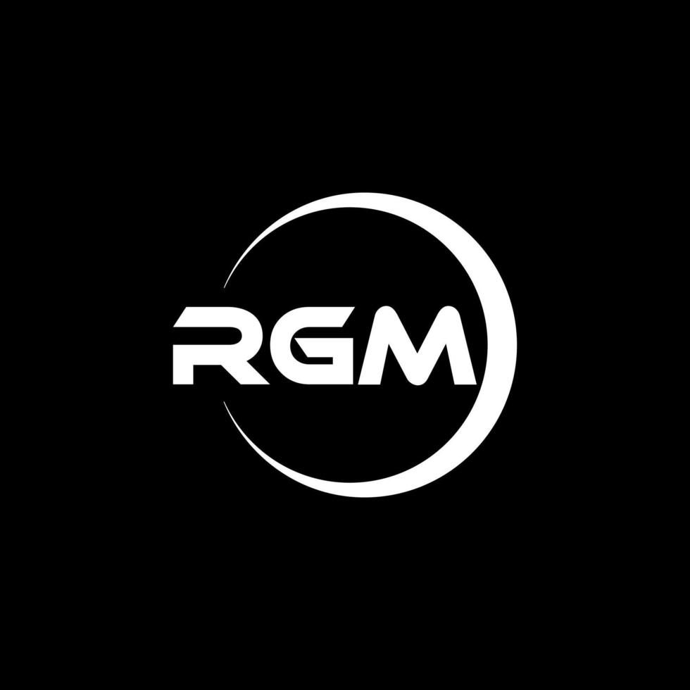 RGM letter logo design in illustration. Vector logo, calligraphy designs for logo, Poster, Invitation, etc.