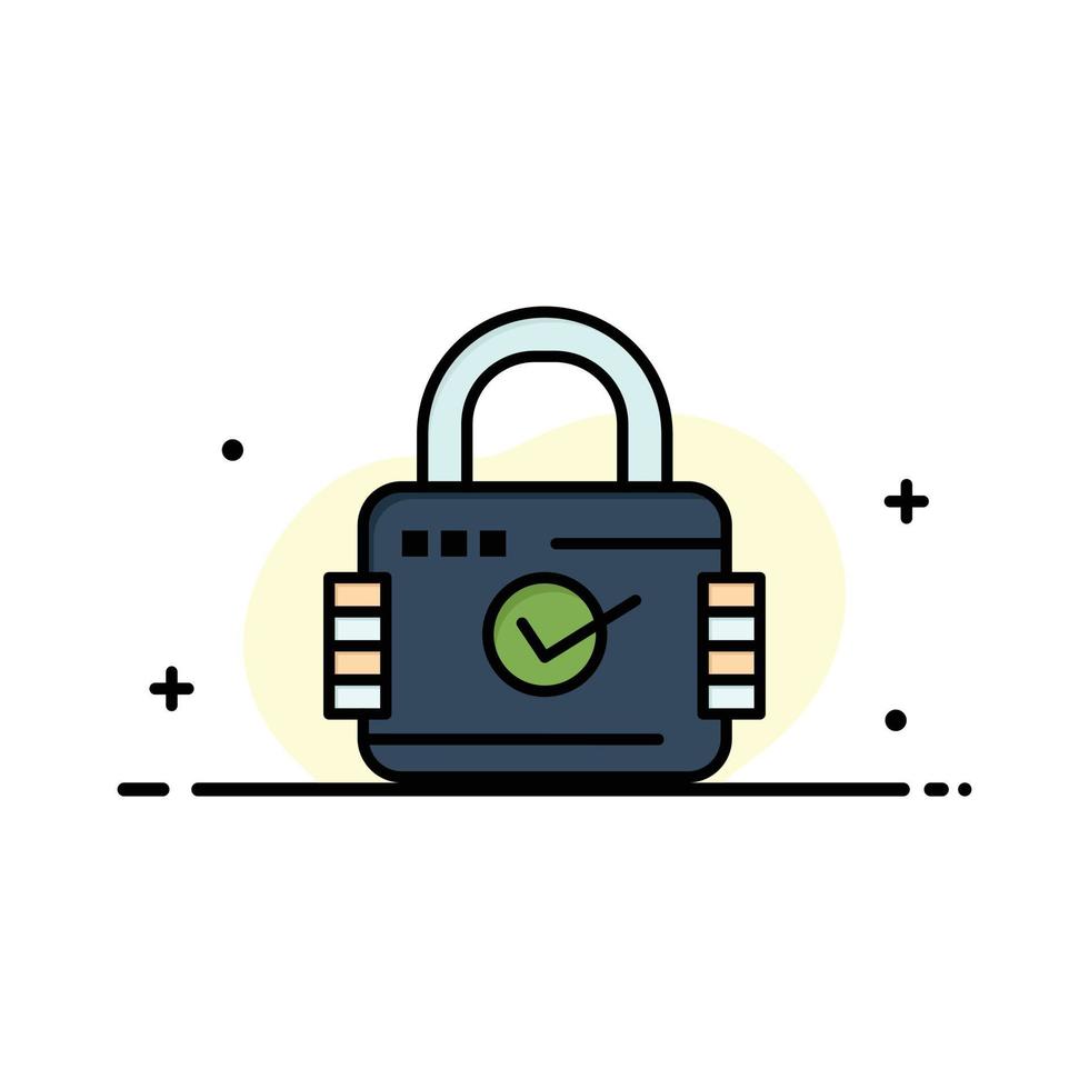 Lock Padlock Security Secure Business Logo Template Flat Color vector