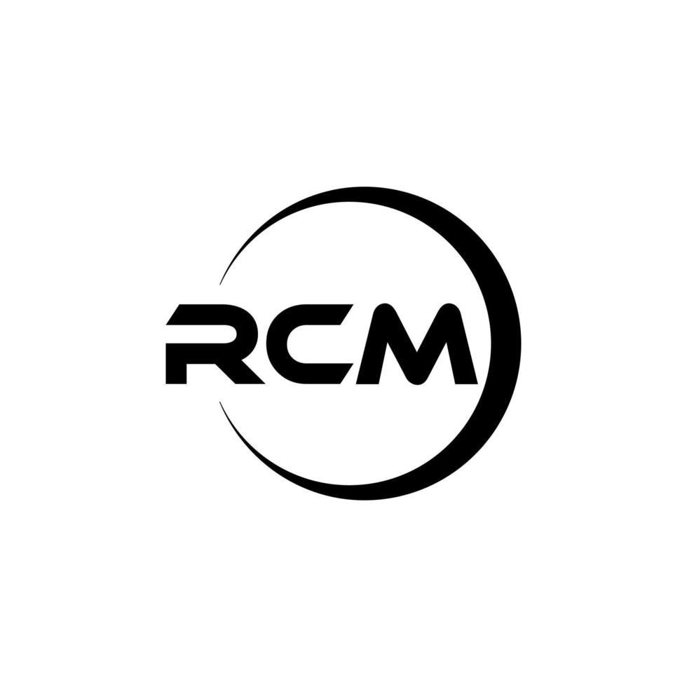 RCM letter logo design in illustration. Vector logo, calligraphy designs for logo, Poster, Invitation, etc.