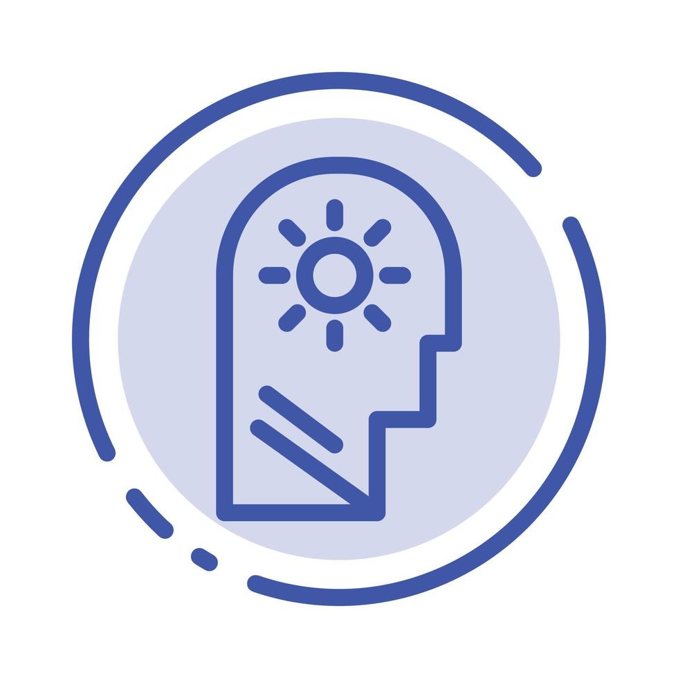 Brain Control Mind Setting Blue Dotted Line Line Icon vector