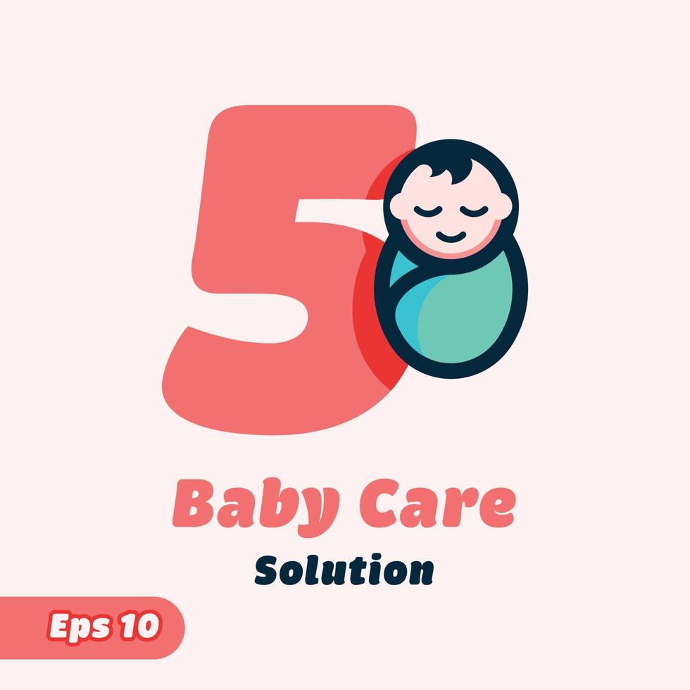 Numeric 5 Baby Care Logo vector