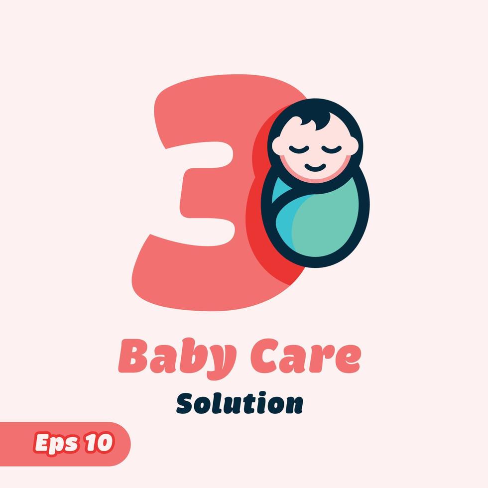 Numeric 3 Baby Care Logo vector
