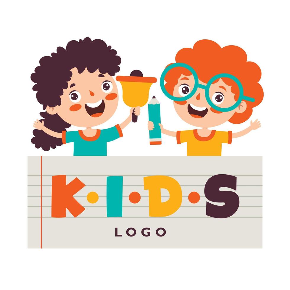 Flat Logo Template For Children vector