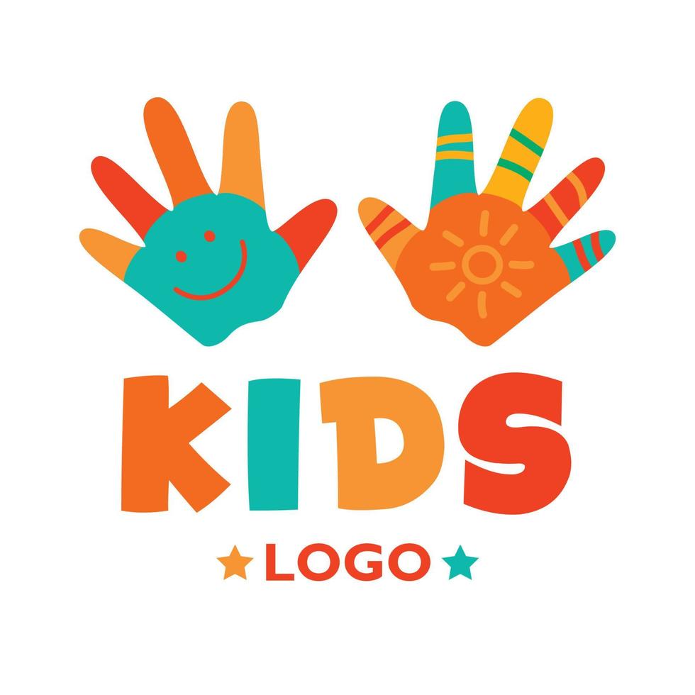 Flat Logo Template For Children vector